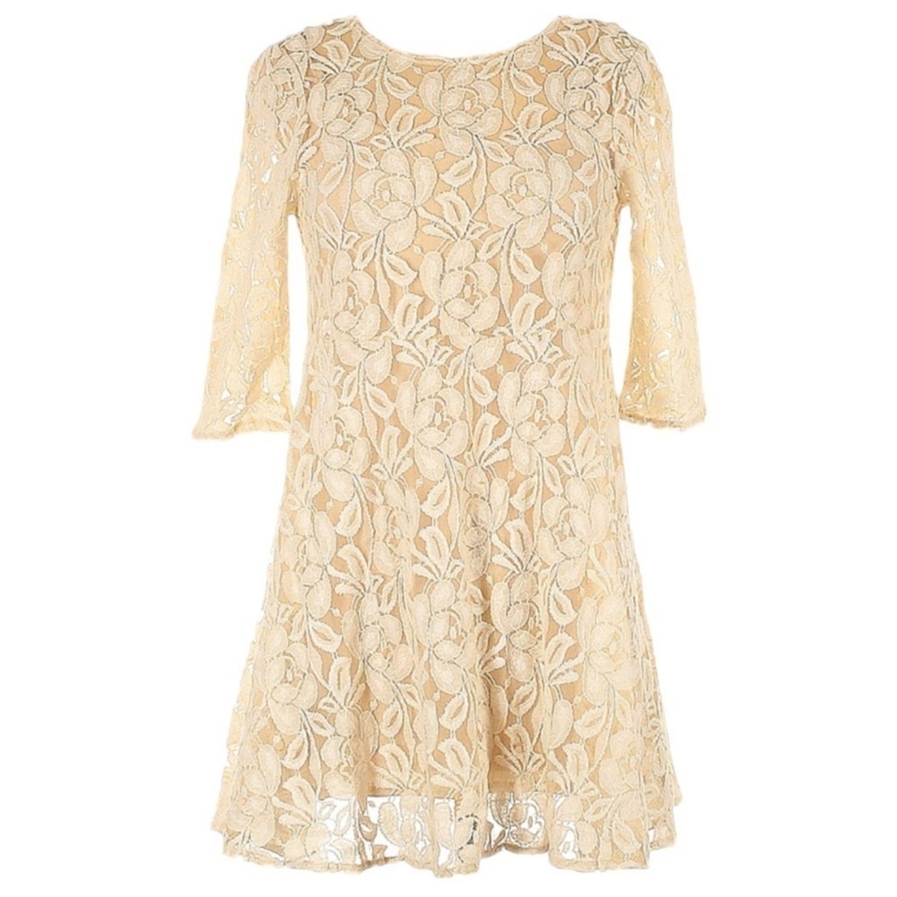 FREE PEOPLE Miles of Lace Full Lace Mini Dress Cotton Lined